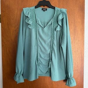 Gigio Women's Aqua Ruffle Blouse
